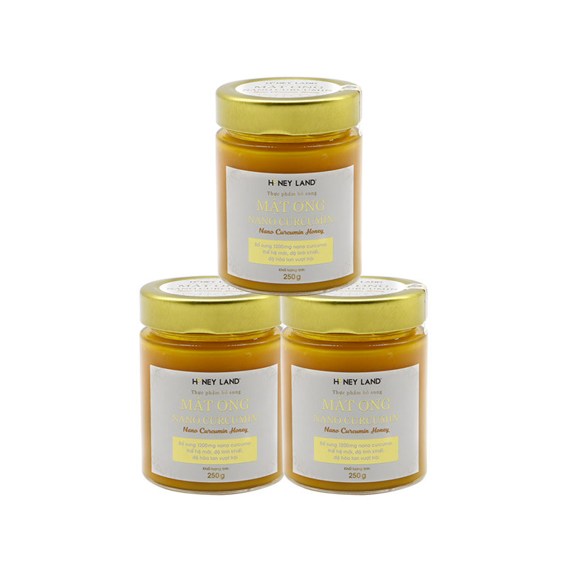 R-TGHoney - 3 hũ mật ong nano curcumin 250g/ hũ  + 1 hũ mật ong hoa rừng 250g