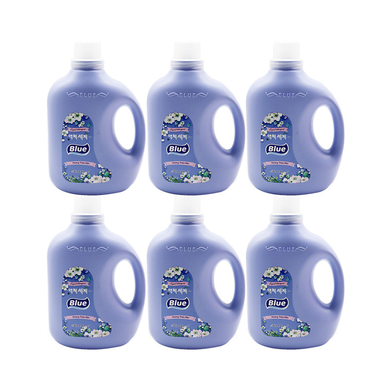 RC-Blue-Bộ 6 can nước giặt Blue(2L/can)+2 túi VSLG+1 chai thả bồn cầu+1 chai nước rửa chén+2 gói gói bột thông cống Blue