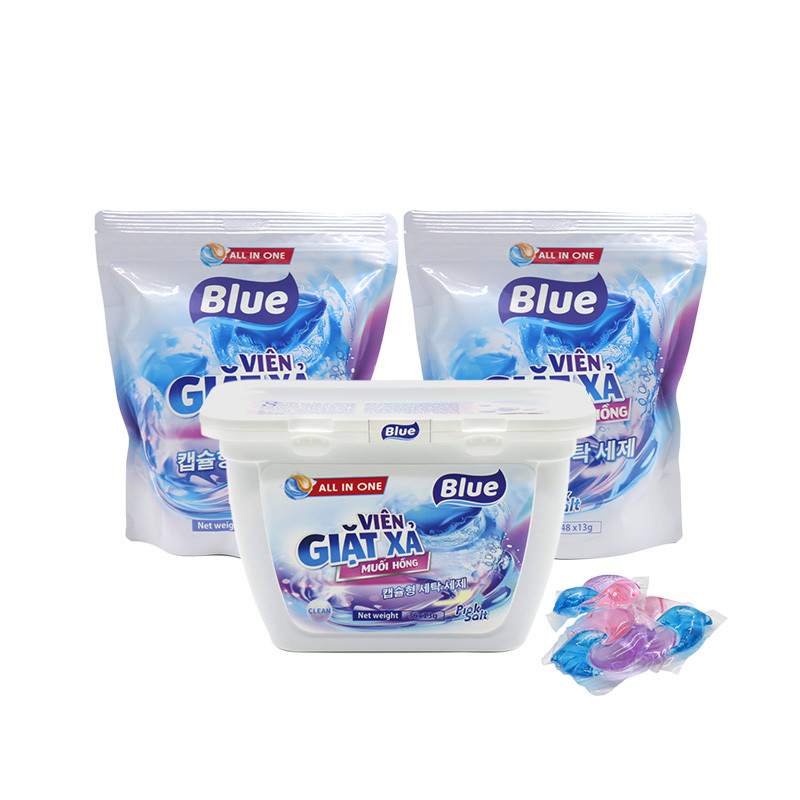 RC - Blue - 1 hộp (36v)+ 2 túi (2x48 viên) viên giặt xả muối hồng Blue+ 1 chai tẩy toilet Chung Blue+ 1 gói VSLG smilemom