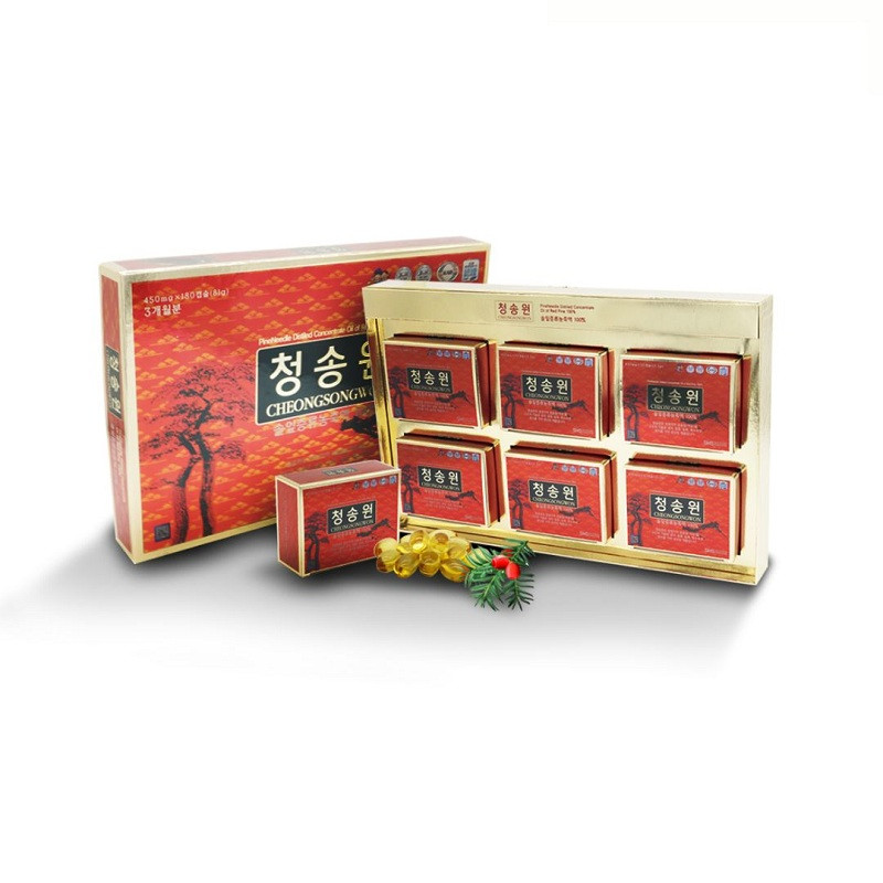 CheongSongWon - 1 hộp TPBVSK Tinh dầu thông CHEONGSONGWON 180 viên/hộp (30 viên x 6 hộp) - Tặng 1 gói kẹo sâm 200gr
