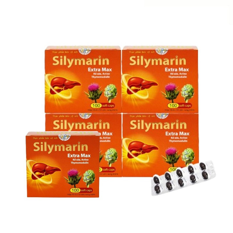 TruongThoPharma - Bộ 5 hộp viên uống hỗ trợ gan silymarin extra max (100 viên/ hộp) + 1 hộp cùng loại