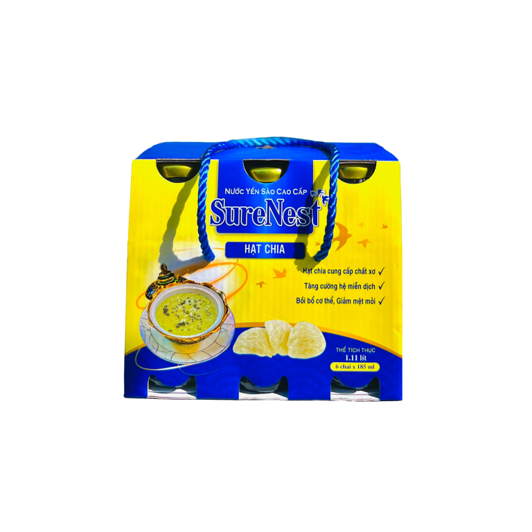 SureNest - COMBO 3 Hộp yến hạt chia 185ml (6 chai/hộp) - Tặng 1 hộp (6 chai) yến đông trùng hạ thảo 185ml