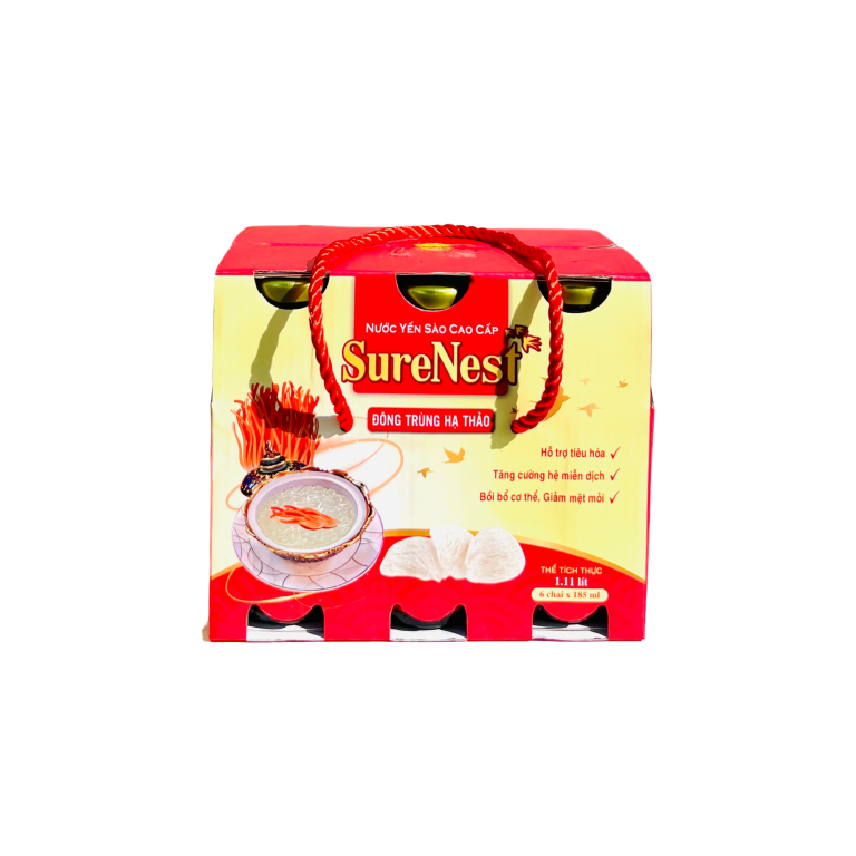 SureNest - Combo 3 Hộp yến đông trùng hạ thảo 185ml (6 chai/hộp) - Tặng 1 hộp (6 chai) yến hạt chia 185ml