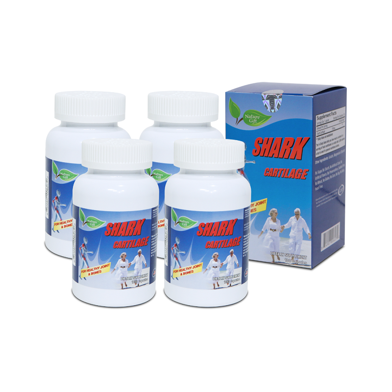 NATURE GIFT- COMBO 4 Hộp TPBVSK Shark Cartilage (100 viên/ hộp) - TẶNG 1 Gối cao su non + 1 Hộp Trà sâm 100 gói