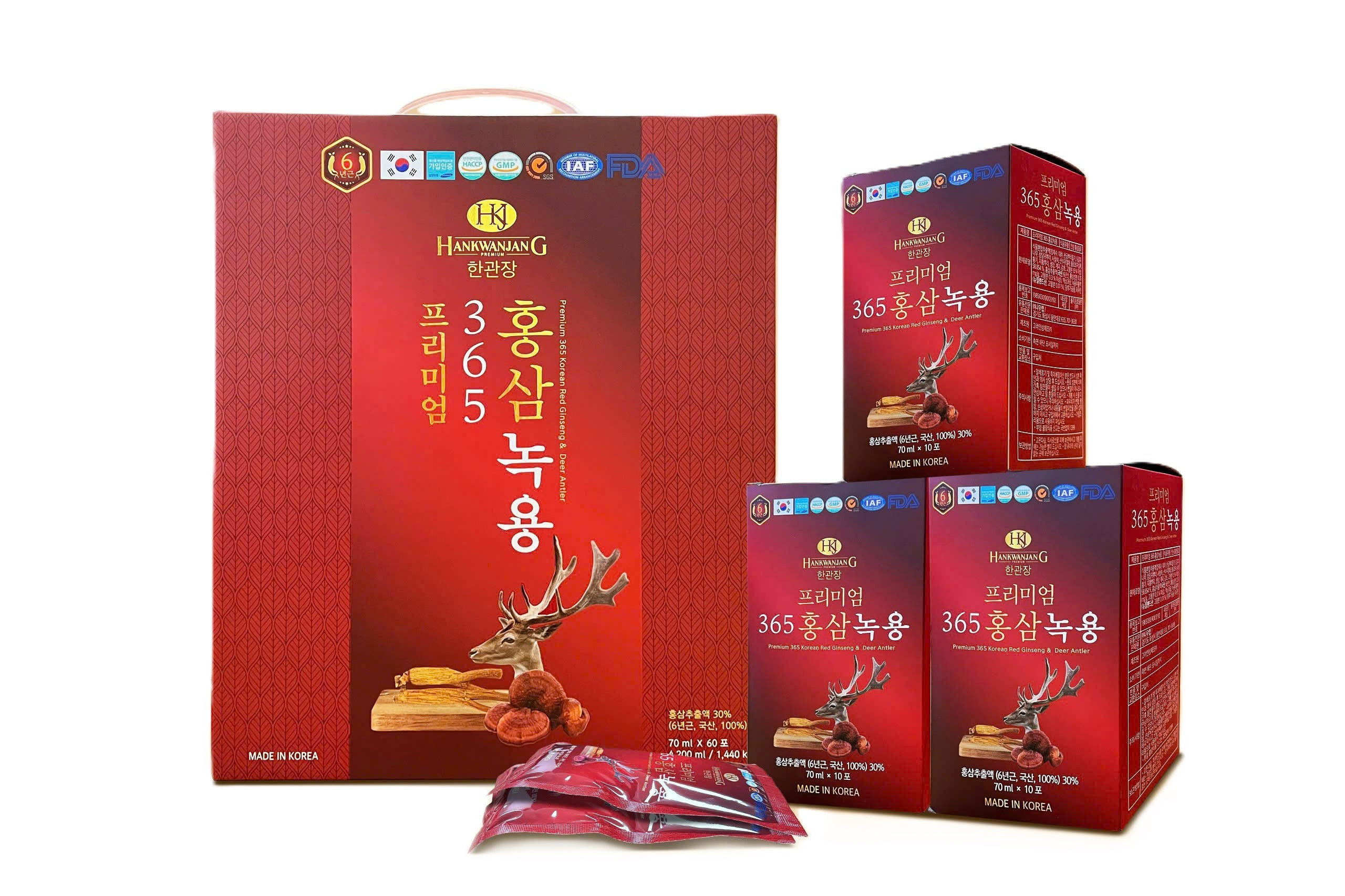 HANKWANJANG - Combo 120 gói Thực phẩm bổ sung Premium 365 Korean red Gingseng & Deer Antler 70ml/gói - Tặng 20 gói Thực phẩm bổ sung Premium 365 Korean red Gingseng & Deer Antler 70ml/gói