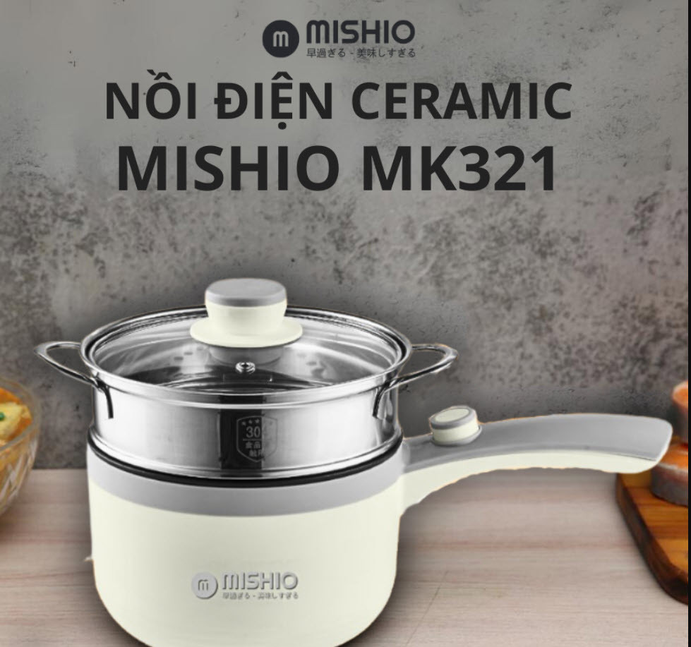 Mishio - Nồi nấu đa năng MK321 - Tặng hộp cơm giữ nhiệt