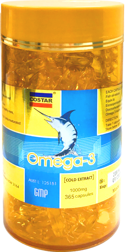 Costar - 1 Hộp Viên uống dầu cá OMEGA3 365 viên/hộp - Tặng 1 Hộp viên uống dầu cá OMEGA3 100 viên/hộp + 1 TPBVSK Garlic oil 60 viên/hộp