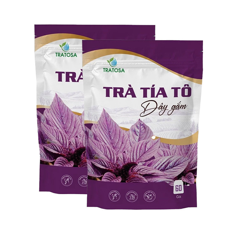 TRATOSA - Combo 2 túi trà tía tô dây gắm (300gr/túi) - Tặng 1 trà cà gai leo an xoa (300gr/túi)