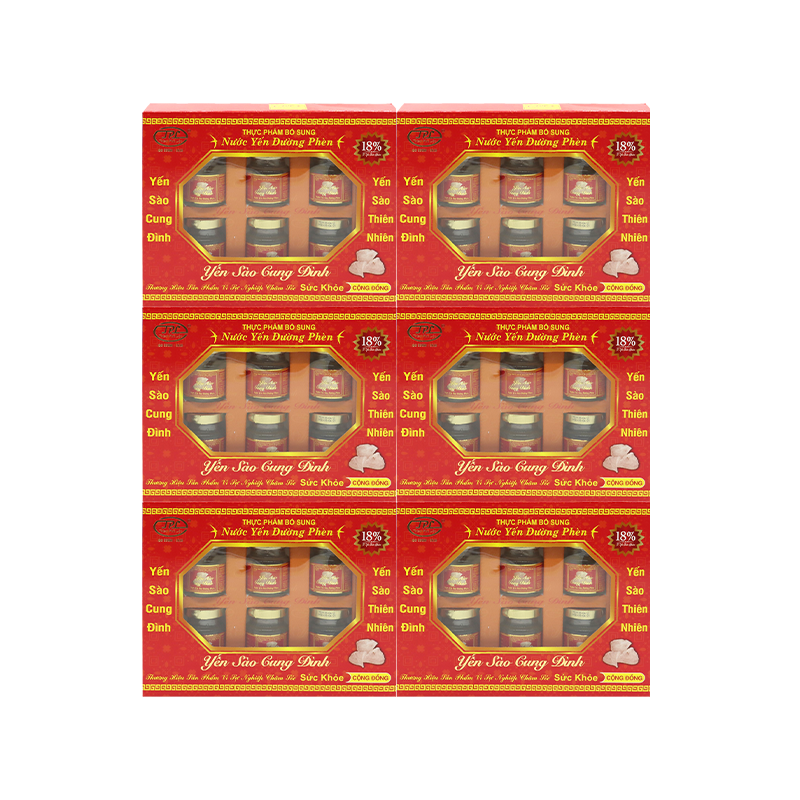 Cung Đình - 6 hộp Yến Đường phèn 18% - Tặng 10 gói nước Hồng Sâm