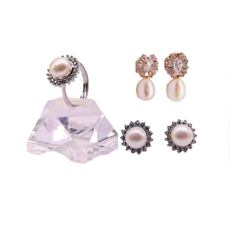 Forever Young - Combo đôi hoa tai ngọc trai BT05 + Bộ trang sức ngọc trai (FY0001: bông tai, nhẫn)