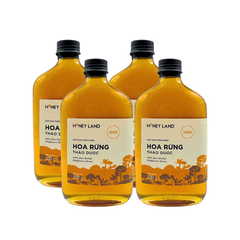 TGHoney - Combo 4 chai mật ong hoa rừng thảo dược 500g/chai - Tặng 2 chai mật ong hoa rừng nam cát tiên 520g/chai