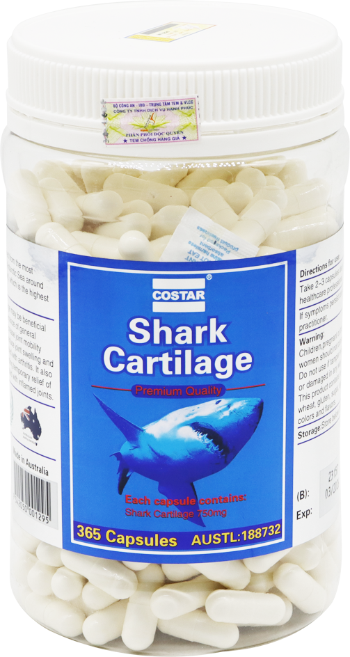 COSTAR - 1 hộp TPBVSK Shark Cartilage 365 viên/ hộp - Tặng 1 hộp TPBVSK Shark Cartilage 120 viên/ hộp + 1 hộp TPBVSK OMEGA 3 100viên/ hộp + 1 TPBVSK Garlic oil 60 viên/hộp