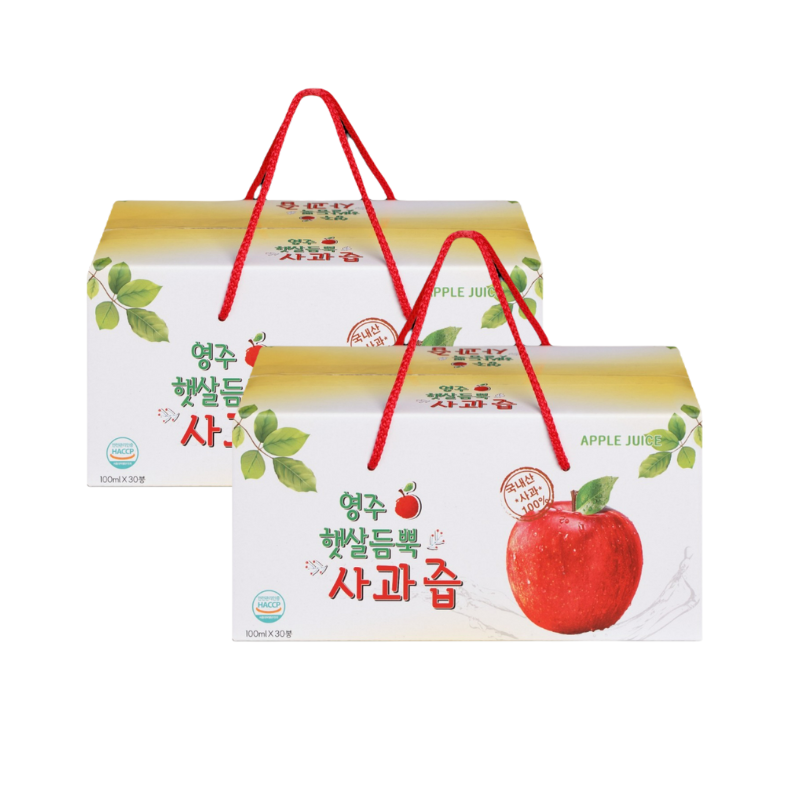 VIKO - 2 Hộp Nước ép táo nguyên chất HAEIN  (100ml/gói x 30 gói/hộp)