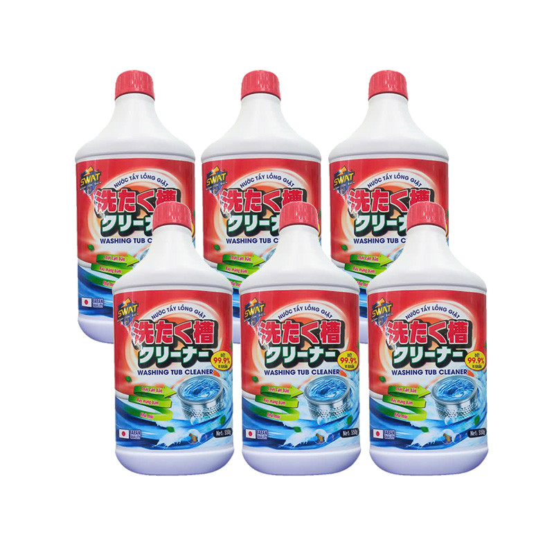 SWAT - Combo 6 chai nước tẩy rửa lồng giặt Swat 550g - Tặng 2 túi nước xả vải 1.2l + 1 túi nước giặt xả 2.2kg + 1 chai javel 1 lít