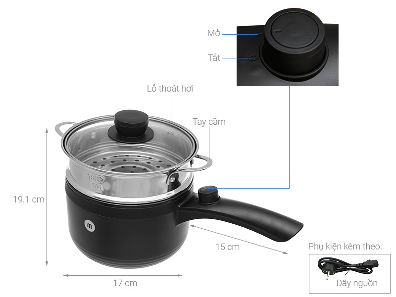 Mishio - Nồi nấu đa năng MK321 - Tặng hộp cơm giữ nhiệt