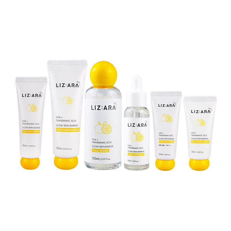 LIZARA - LIZARA YUJA TONER Da Tỏa Sáng 150ml + LIZARA YUJA EYE Kem làm sáng mắt 50ml + YUJA Kem làm sáng da mặt 50ml+ YUJA AMPOULE Rào cản sáng da 50ml + LIZARA YUJA KEM CHỐNG NẮNG 50ml + LIZARA YUJA Sữa rửa mặt tạo bọt 120ml