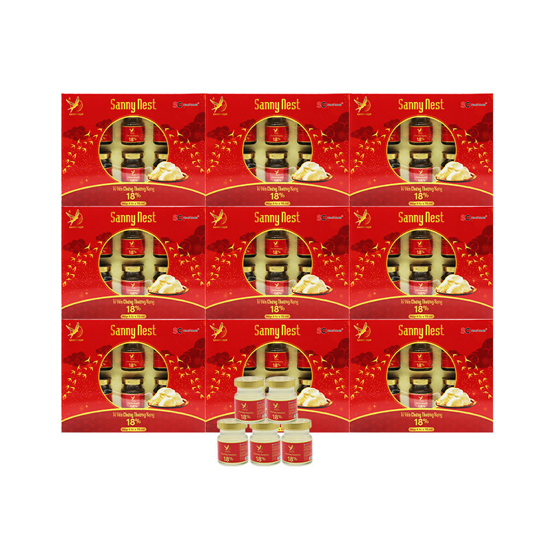 REC-SannyNest-9 hộp yến chưng thượng hạng 18% Sanny Nest tặng 4 hộp cùng loại + 10 túi giấy SCJ 35x28x10cm