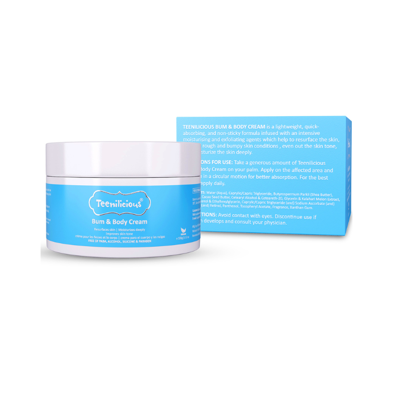 REC- PK - Teenilicious - 01 Kem Dưỡng Da, Làm Sáng Da Vùng Mông Và Toàn Thân 100g / Teenilicious Bum & Body Cream + 01 Kem Chống Nắng Teenilicious SPF50 15ml / Teenilicious SPF 50 gel 15ml tặng 02 sữa dưỡng thể lấp lánh Teenilicious Body Lotion Gold 15ml