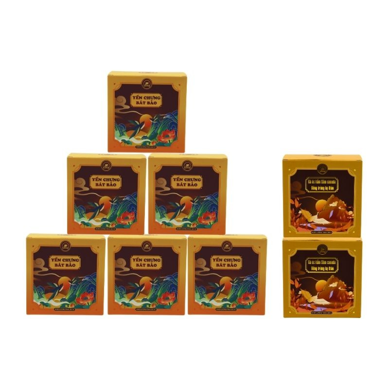 REC - PK -  HEALWA - 6 yến chưng bát bảo (280gr/hộp) + 2 gà ác hầm sâm Canada đông trùng hạ thảo (280gr/hộp)