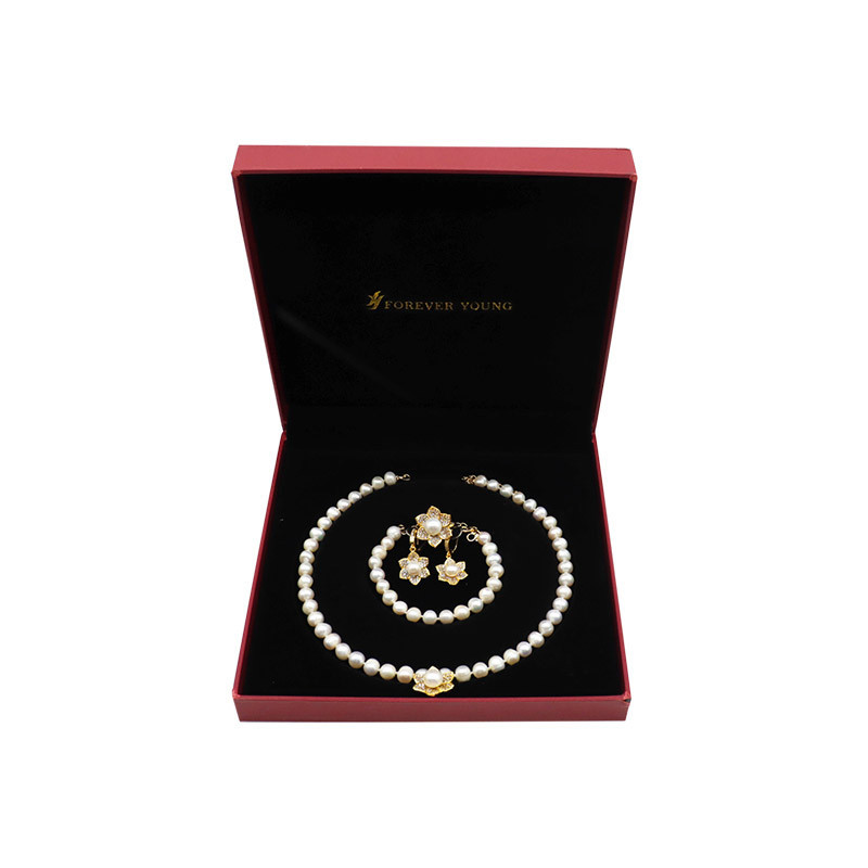RC - Forever Young - Bộ trang sức ngọc trai thật Hoa Mai (vòng cổ, nhẫn, hoa tai, vòng tay) tặng 1 hủ kem nhau thai cừu 100g