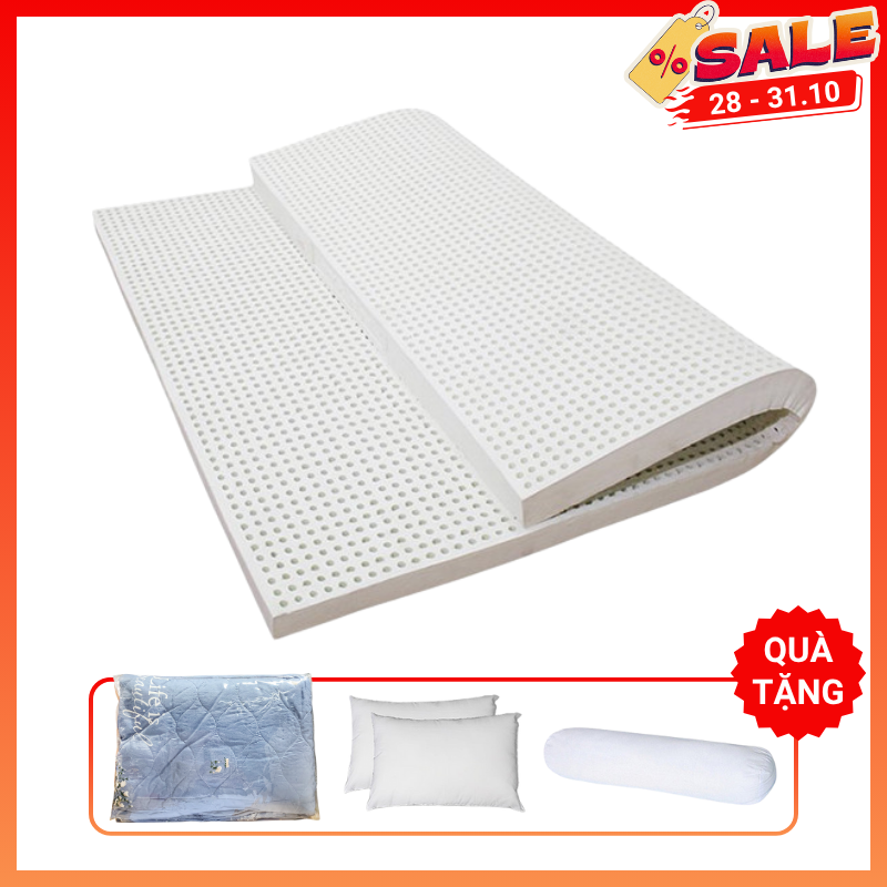 Wean - Nệm cao su non 15cm x 1m8 - Tặng 2 gối nằm gòn + 1 gối ôm gòn + 1 bộ drap poly (mẫu ngẫu nhiên)