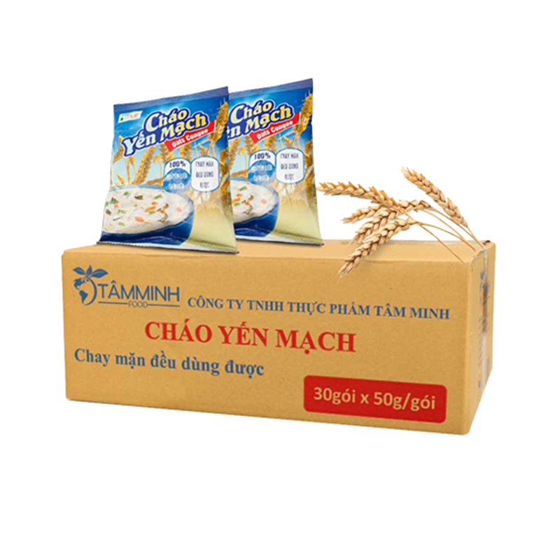 REC - TÂM MINH - 1 Thùng cháo gói yến mạch ( 30gói x 50g) tặng 1 Hộp canh rong biển 123 ngon 22g (4gói x 5,5g)