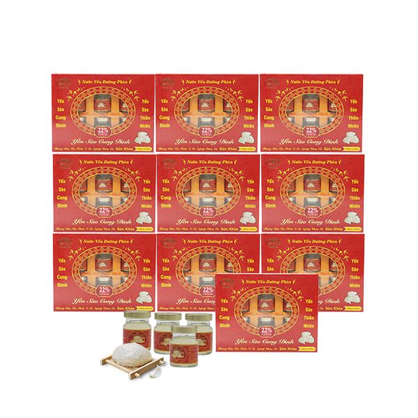 Rec-Cung Đình-12 hộp nước yến sào đường phèn Tổ yến 22% - Thương hiệu yến sào Cung Đình và 6 lon yến ngân nhĩ