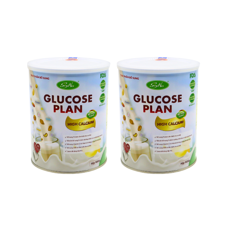 SoyNa - 2 hộp TPBS Glucose Plan Highcalcium (Bổ sung Canxi) 900gram + 3 hộp bột sữa mầm gạo lức có đường 400gram