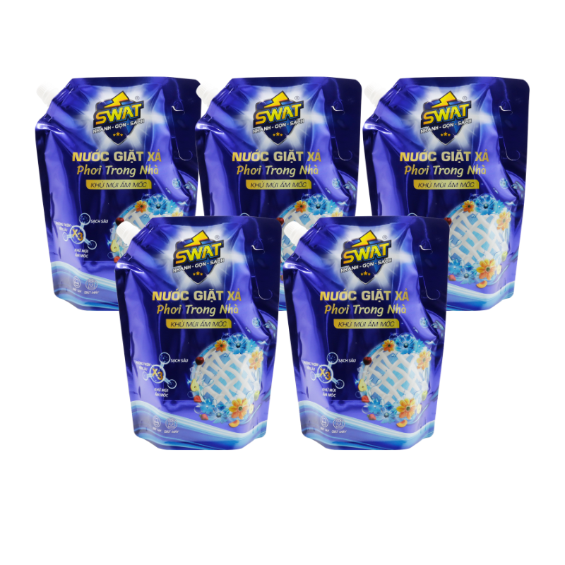 REC_Swat_5 túi nước giặt phơi trong nhà 3,5kg + 1 túi nước xả vải 1,2l +  1 túi Nước giặt xả SWAT hương ngàn hoa 1.8kg