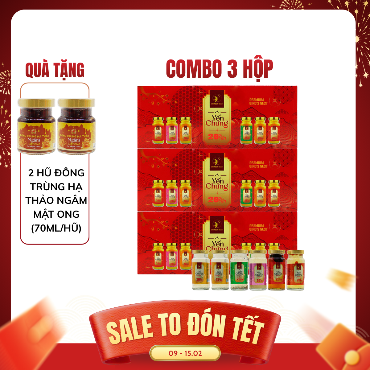 Lamour Nest - Combo 3 hộp Yến chưng ngũ vị (150ml/hũ) - Tặng 2 hũ mật ong DTHT 70ml/hũ