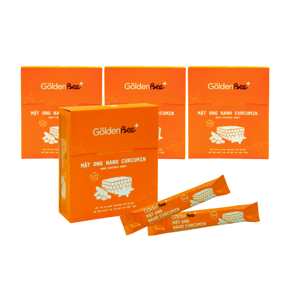 Golden Bee _Combo 4 hộp mật ong nano curcumin (10 gói/ hộp x 15g) + 1 hộp mật ong nhân sâm (7 gói)