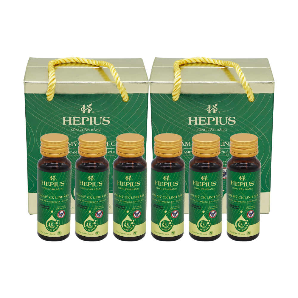 Hepius_2 Hộp Sâm Mỹ CK Linh Chi (50ml x 6 chai/hộp) + 1 Hộp Sâm Mỹ CK Linh Chi (50ml x 6 chai/hộp)