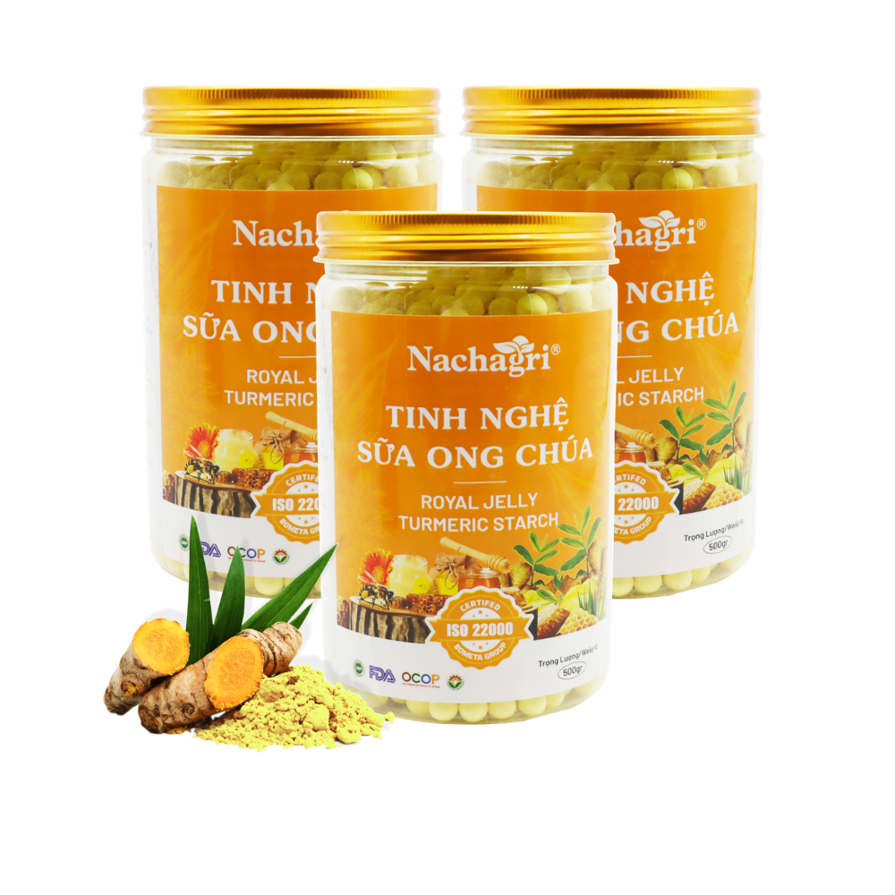 REC_BOMETA_Combo 03 hũ Tinh Nghệ Sữa Ong Chúa (500g/hũ) tặng 02 hộp Trà Mát Gan Bometa 90g (Hộp 30 túi x 3g)