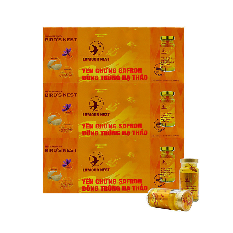REC - Lamour Nest - Combo 3 hộp Yến chưng Saffron đông trùng hạ thảo (6 hũ/hộp, 150ml/hũ) tặng 3 hũ yến 150ml/hũ Yến chưng Collagen sữa ong chúa [new]
