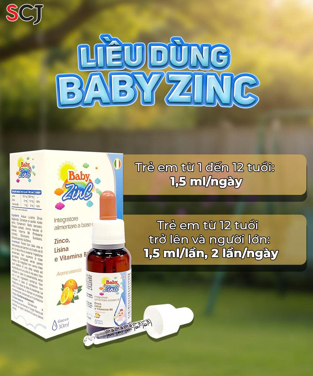 Baby ZinC hướng dẫn liều dùng